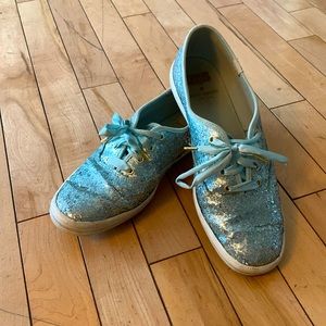 Keds x Kate Spade blue sparkle sneakers